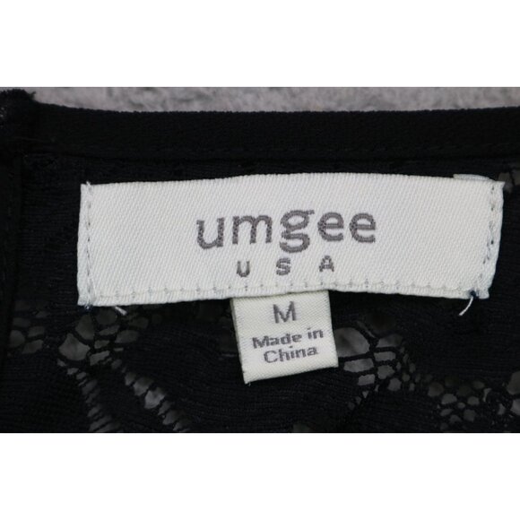 Umgee Black Sleeveless Lace Chiffon Pleated A-Line Dress-Medium-Goth-Witchy - Picture 7 of 12